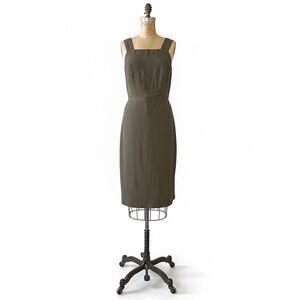 Reformation Olive Green Cut Out Tie Back Dress Sz 8 Minimalist Square Neck